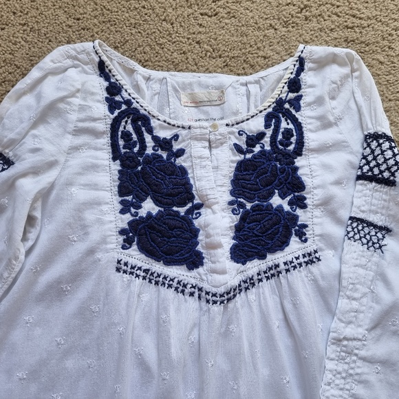 Odd Molly Sz 1 (Small) Blouse Tunic Embroided 100% Cotton - Picture 3 of 12